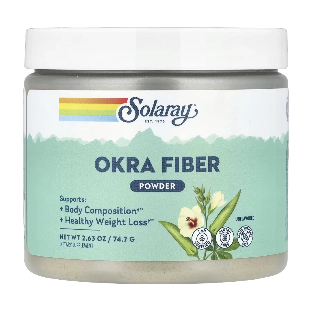 Solaray, Okra Fiber Powder, Unflavored, 2.63 oz (74.7 g)