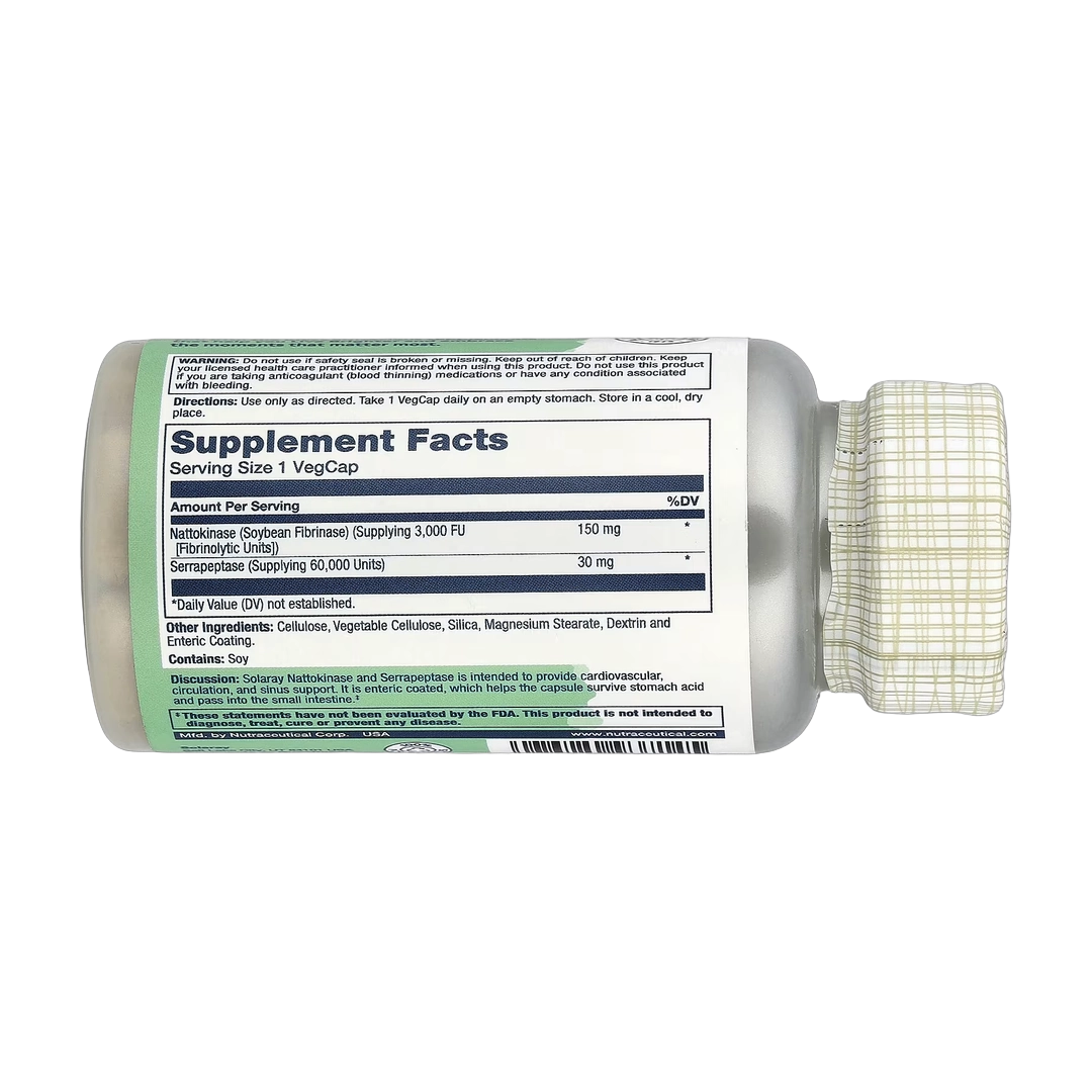 Solaray, Nattokinase Serrapeptase, Enteric Coated, 30 VegCaps