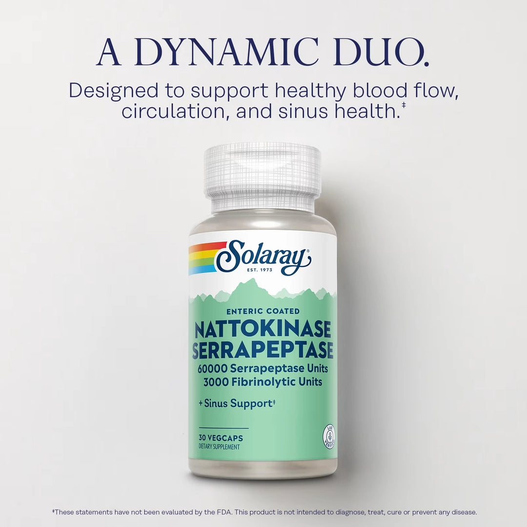 Solaray, Nattokinase Serrapeptase, Enteric Coated, 30 VegCaps
