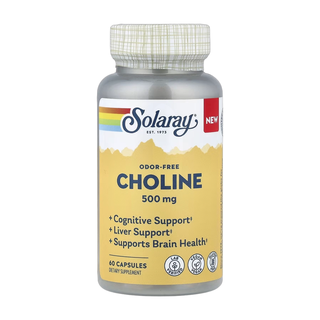 Solaray, Choline, Odor-Free, 500 mg, 60 Capsules