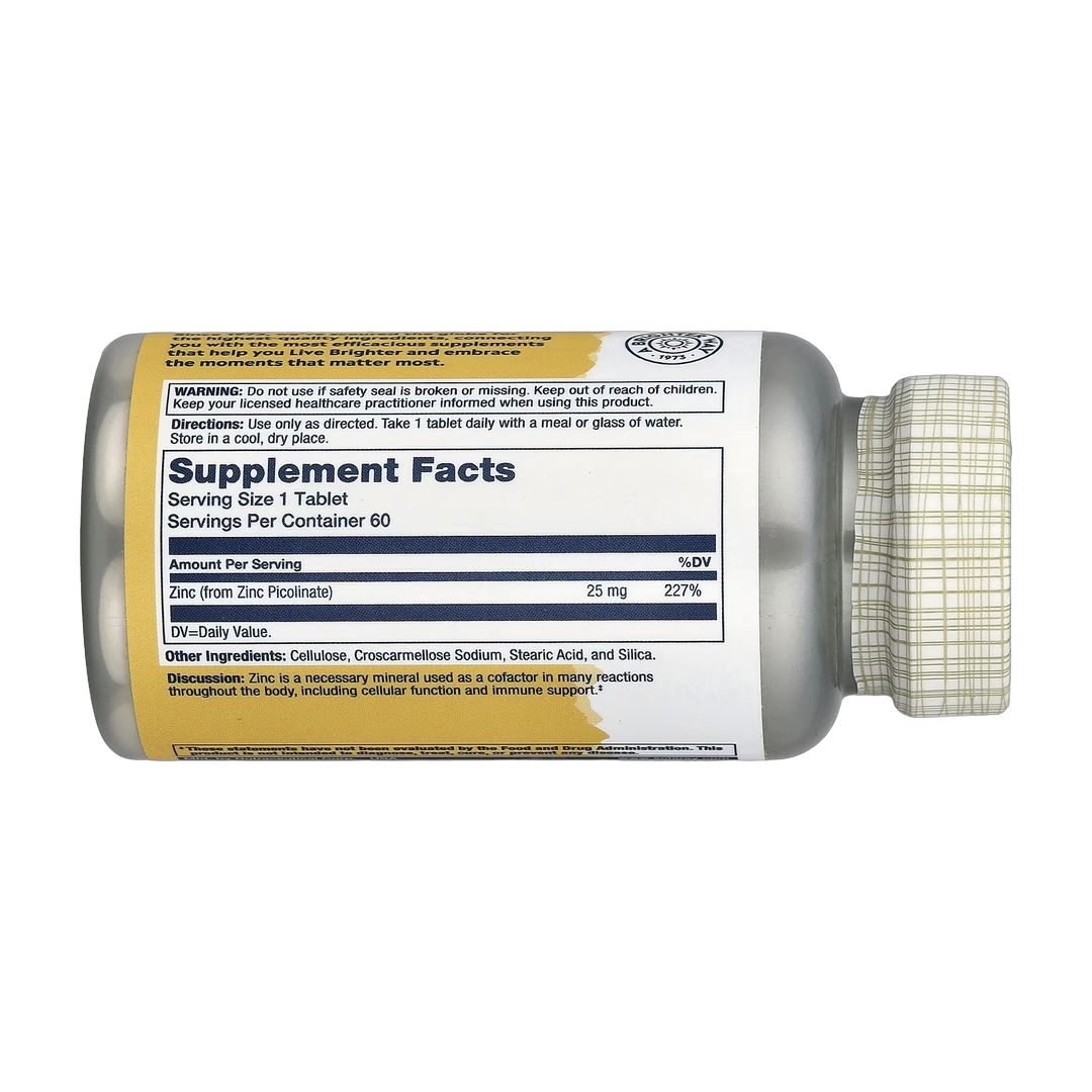 Solaray, Zinc Picolinate, 25 mg, 60 Tablets