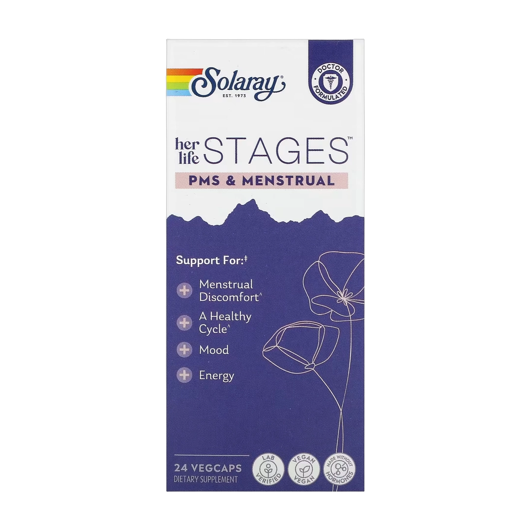 Solaray, Her Life Stages, PMS & Menstrual, 24 VegCaps