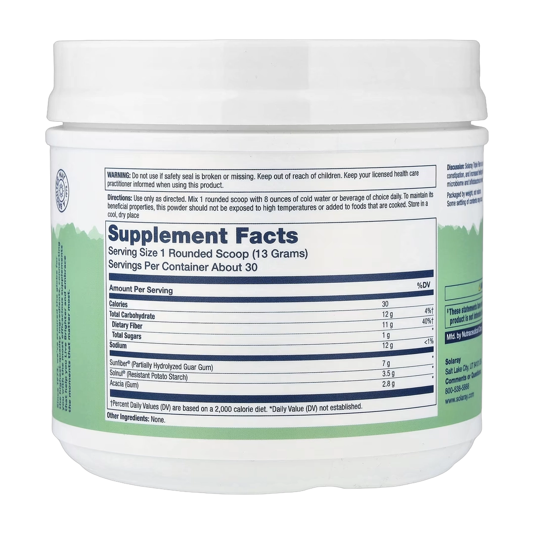 Solaray, Daily Triple Fiber Powder, Unflavored, 14 oz (401 g)