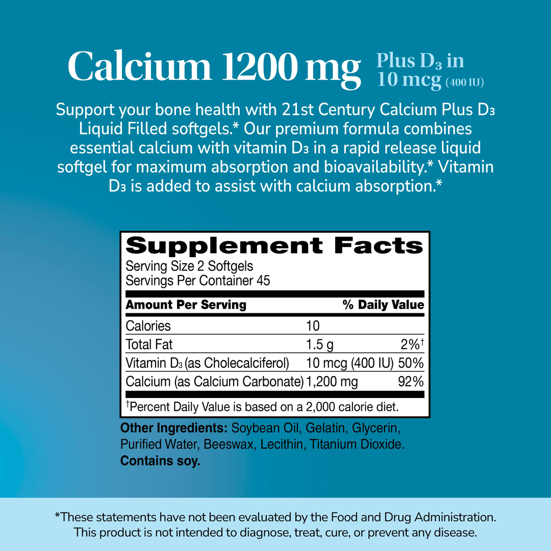 21st Century, Liquid Filled Calcium Plus D3, 90 Rapid Release Softgels lifestyle image