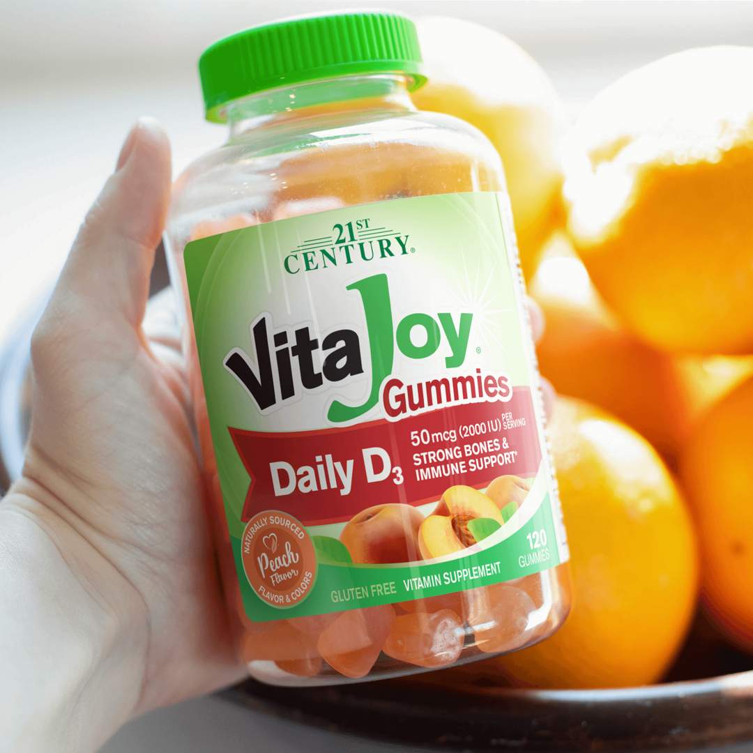 21st Century, VitaJoy Daily D3 Gummies, Peach, 120 Gummies lifestyle image