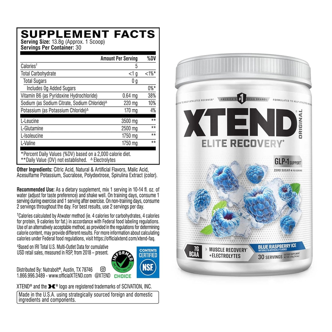 XTEND, 7G BCAA, Blue Raspberry Ice, 14.3 oz (405 g)