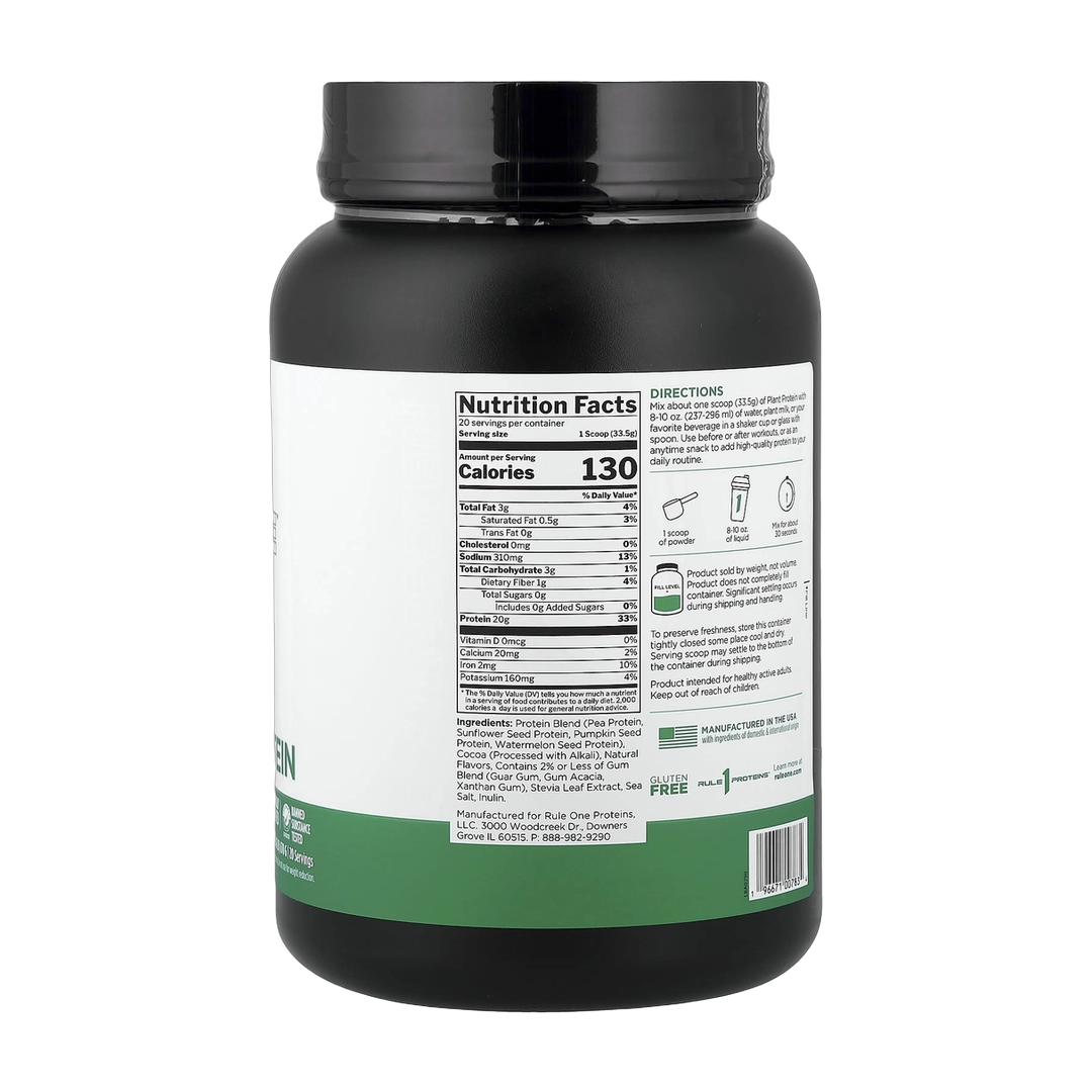 Rule One Proteins, Plant Protein, Dark Chocolate, 1.48 lb (670 g)