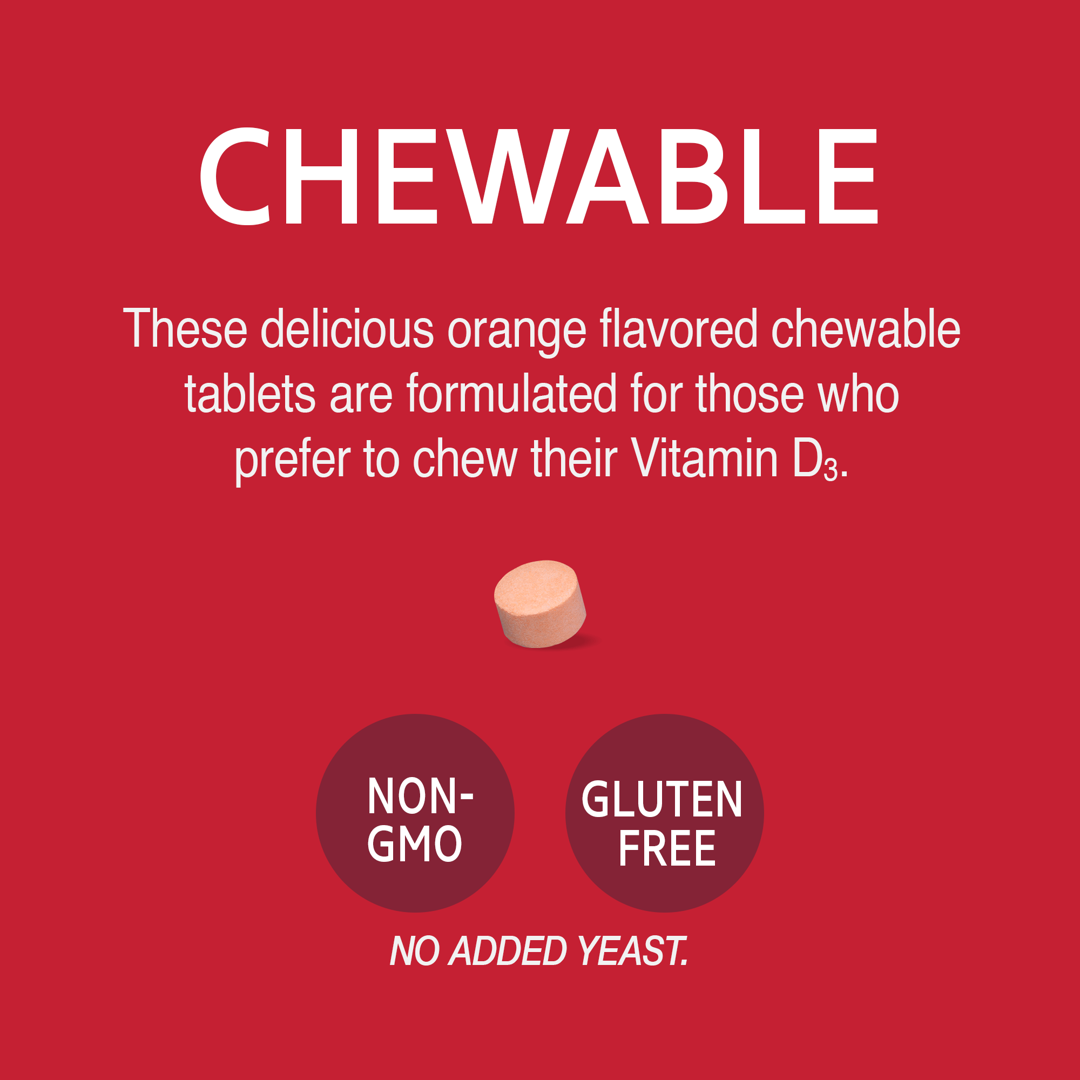 21st Century, Chewable Vitamin D3, Orange, 10 mcg (400 IU), 110 Tablets lifestyle image