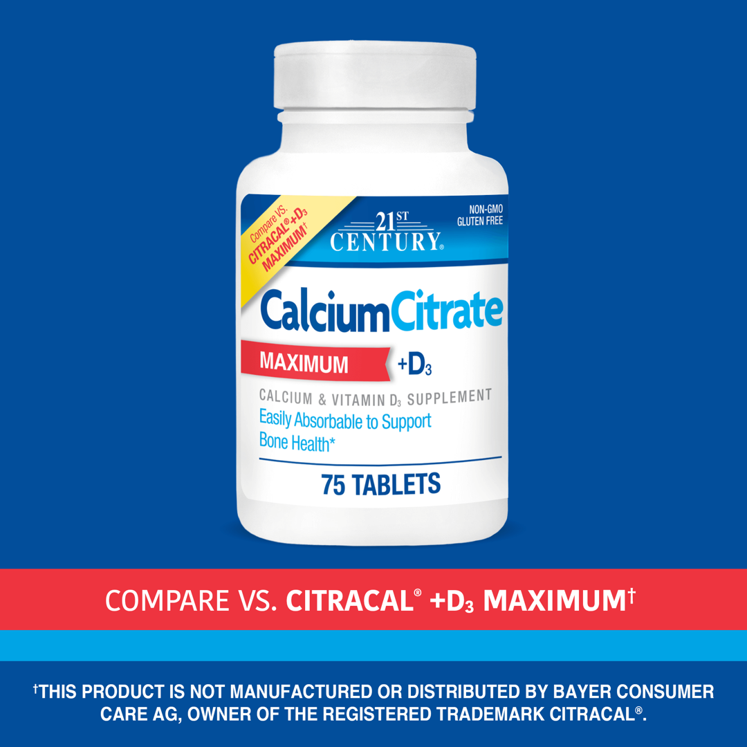 21st Century, Calcium Citrate + D3 Maximum, 75 Tablets lifestyle image