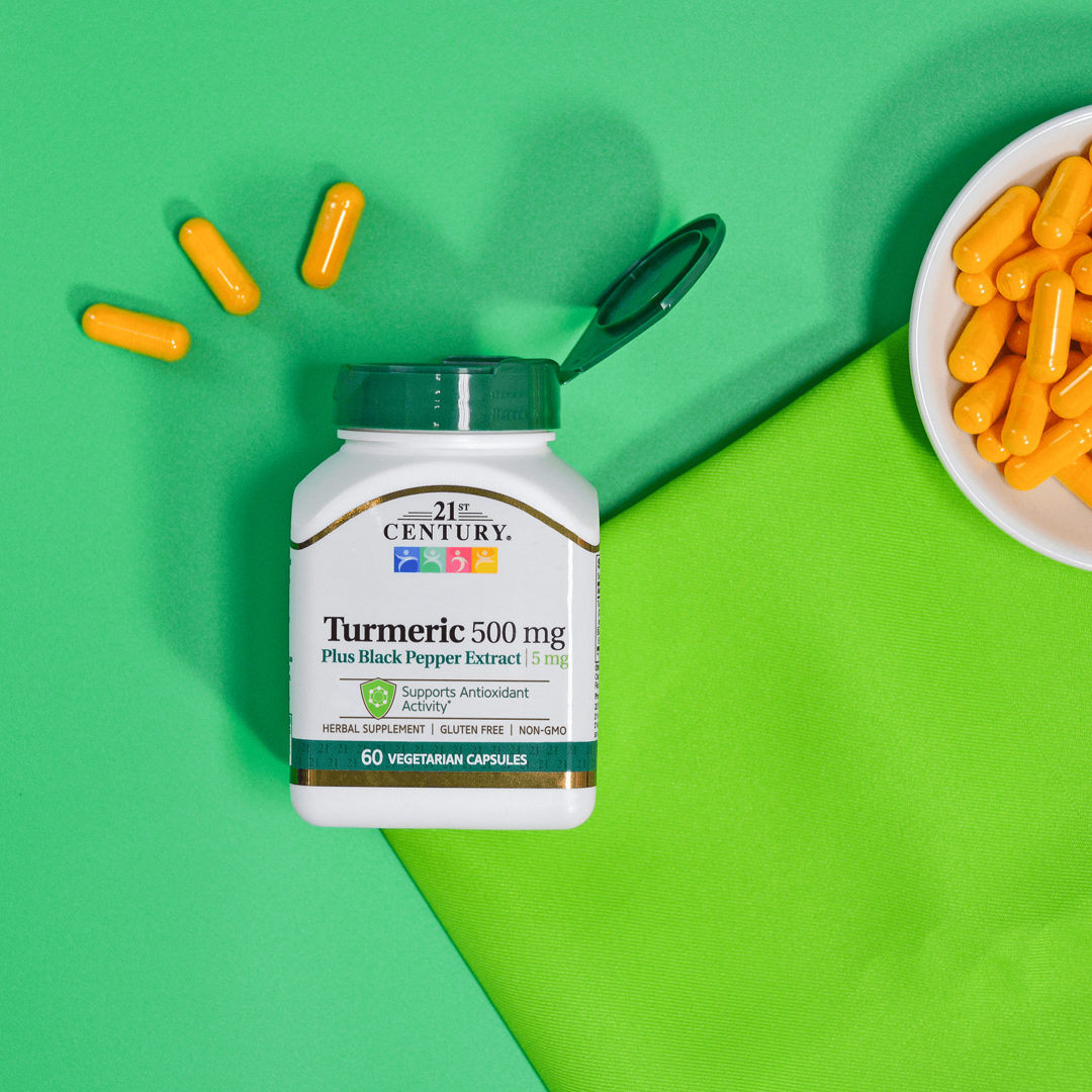21st Century, Turmeric Plus Black Pepper Extract, 500 mg, 60 Vegetarian Capsules lifestyle image