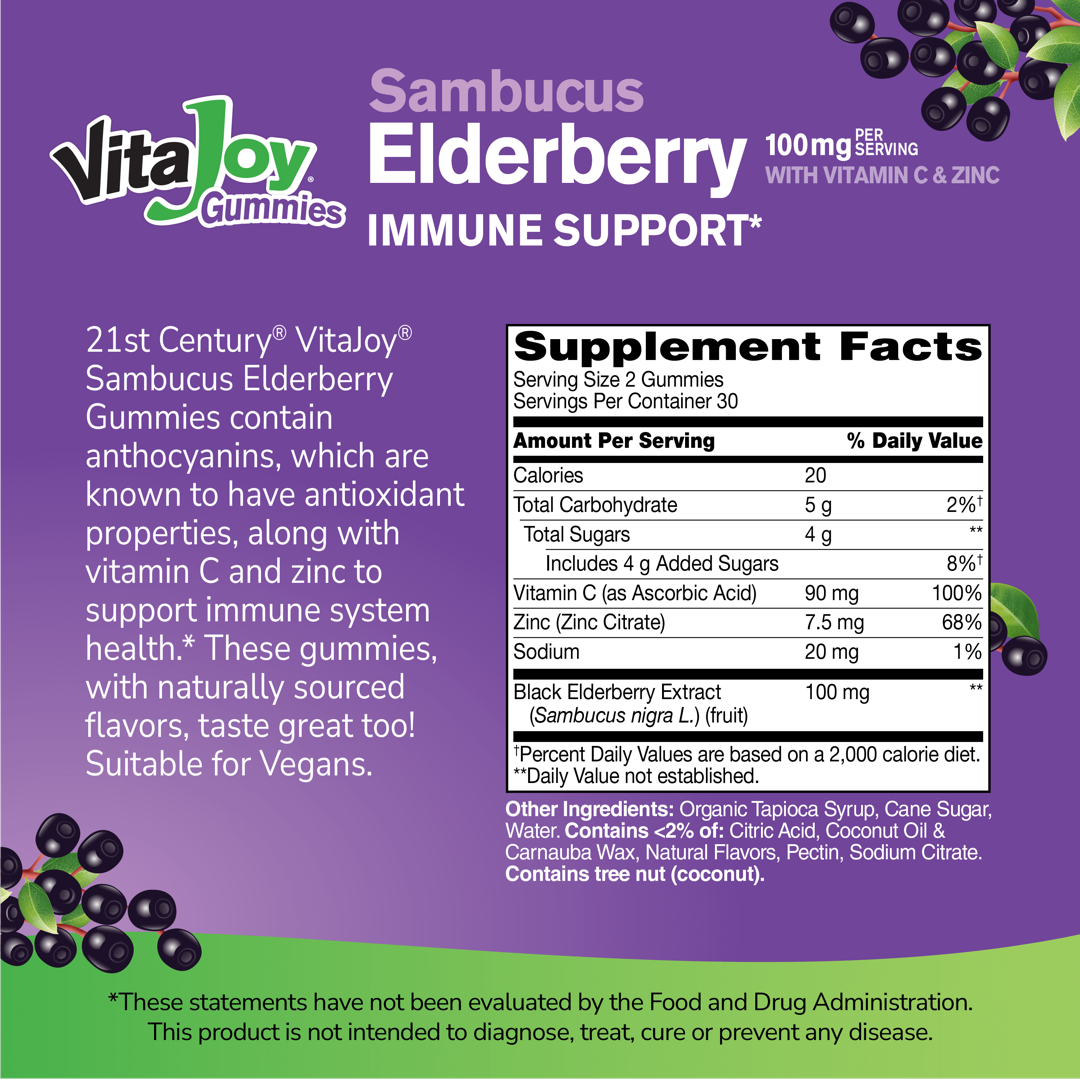 21st Century, VitaJoy Sambucus Elderberry With Vitamin C & Zinc Gummies, Berry, 60 Gummies lifestyle image