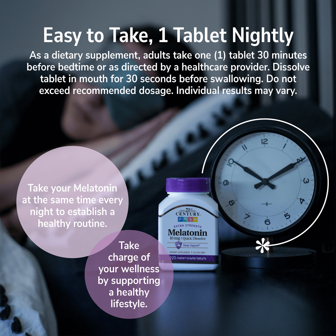 21st Century, Melatonin, Quick Dissolve, Cherry, 10 mg, 120 Tablets lifestyle image