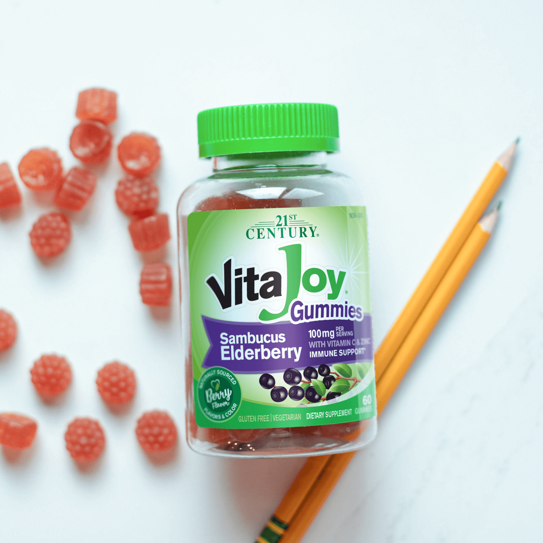 21st Century, VitaJoy Sambucus Elderberry With Vitamin C & Zinc Gummies, Berry, 60 Gummies lifestyle image
