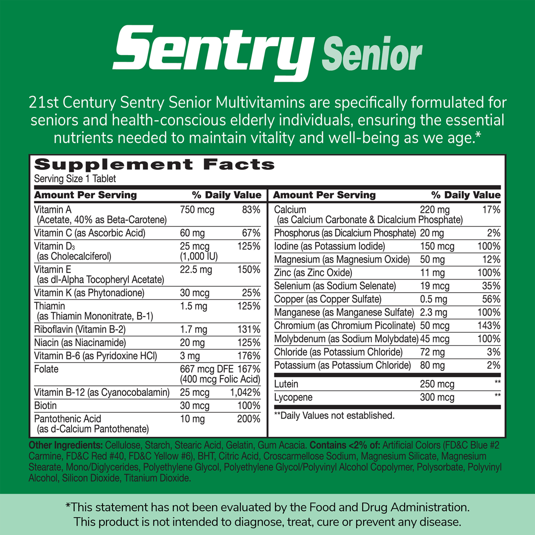 21st Century, Sentry Senior, Multivitamin & Multimineral Supplement, Adults 50+, 125 Tablets lifestyle image