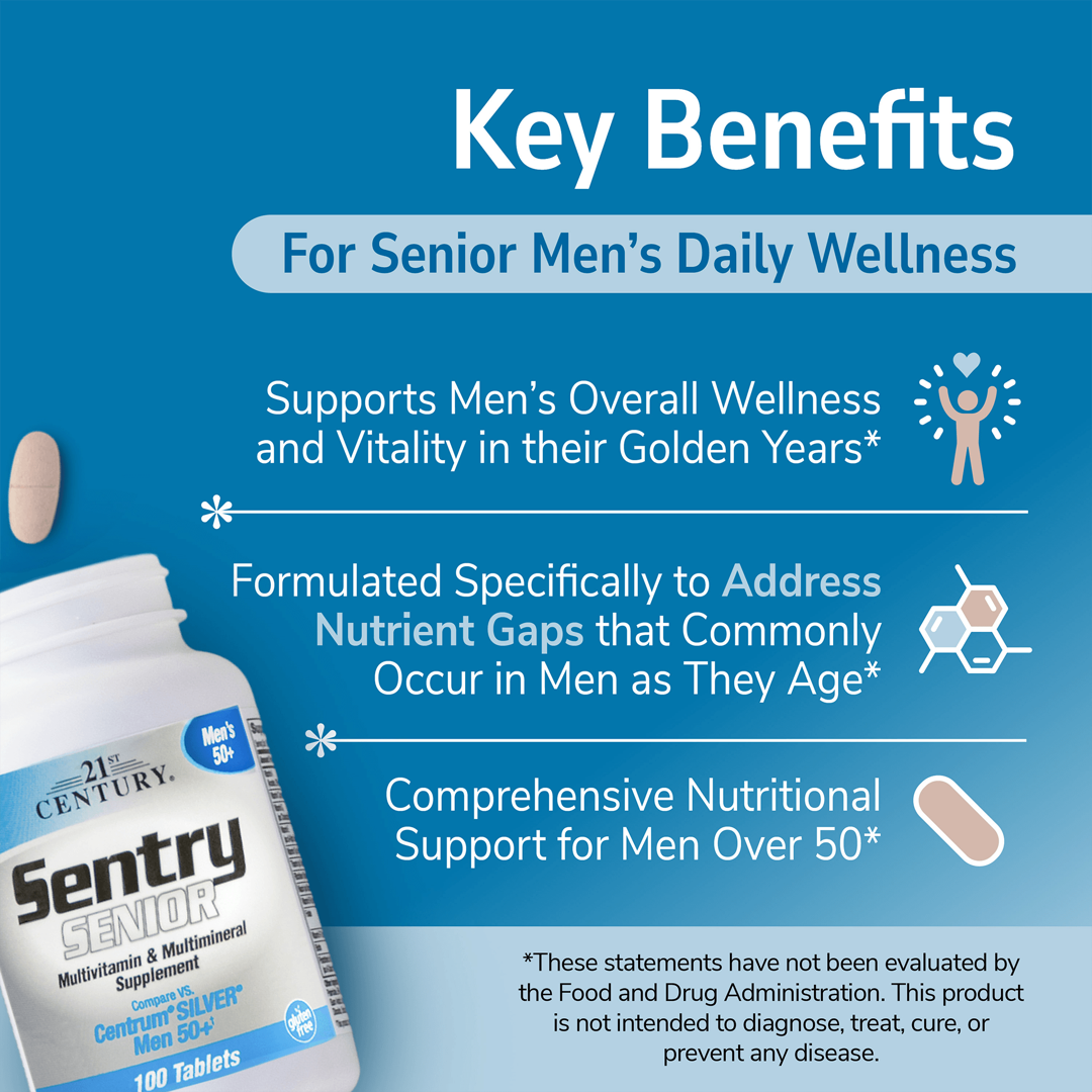 21st Century, Sentry Senior, Men's 50+, Multivitamin & Multimineral Supplement, 100 Tablets lifestyle image