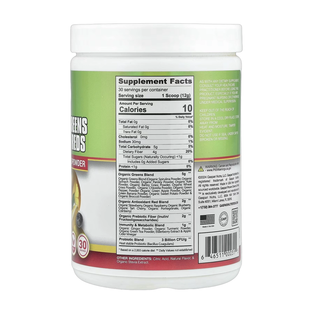 Gaspari Nutrition, Proven Greens & Reds, Strawberry Lemonade, 12.69 oz (360 g)