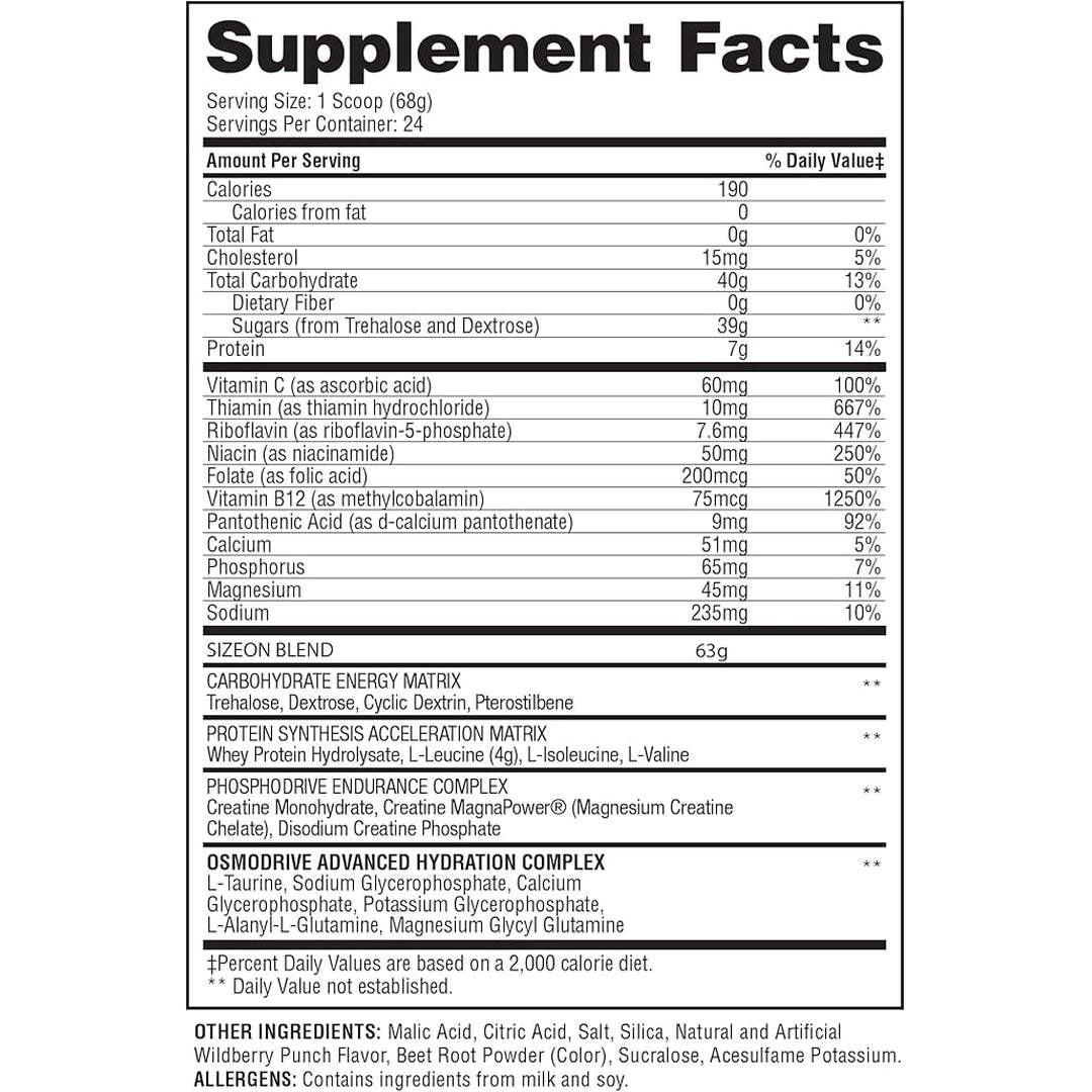 Gaspari Nutrition, SizeOn, All In One Muscle Builder, Berry Punch, 3.59 lbs (1.63 kg)