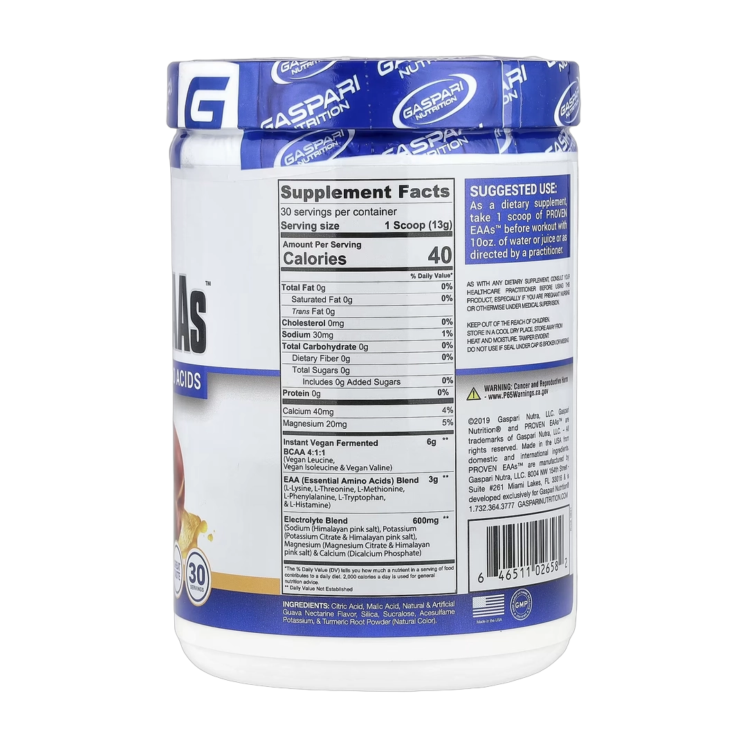 Gaspari Nutrition, Proven EAAs™ with 9 Essential Amino Acids, Guava Nectarine, 13.75 oz (390 g)