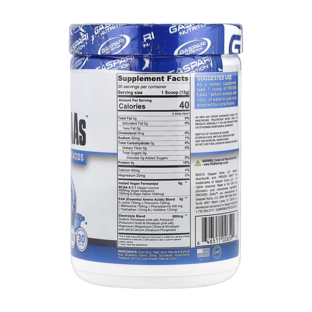 Gaspari Nutrition, Proven EAAs™ with 9 Essential Amino Acids, Blueberry Acai, 13.75 oz (390 g)