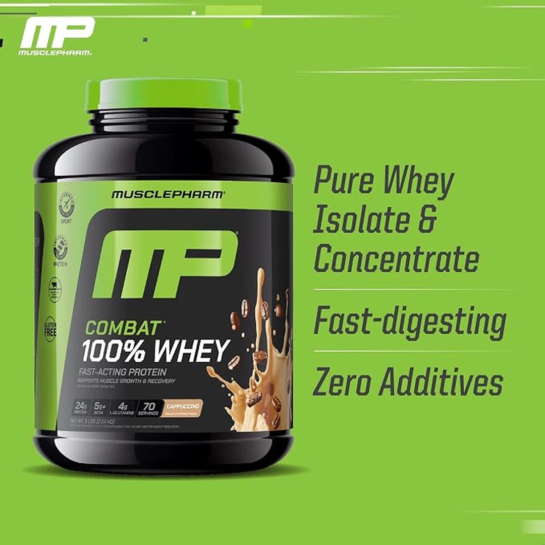 MusclePharm, Combat 100% Whey Protein, Cappuccino, 5 lb (2.24 kg)