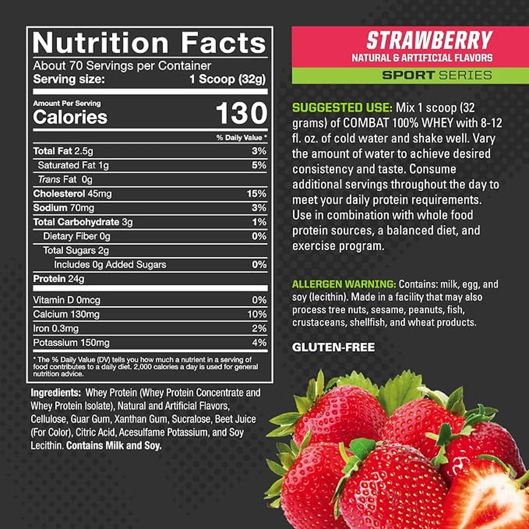 MusclePharm, Combat 100% Whey™ Protein Powder, Strawberry, 5 lb (2.24 kg)