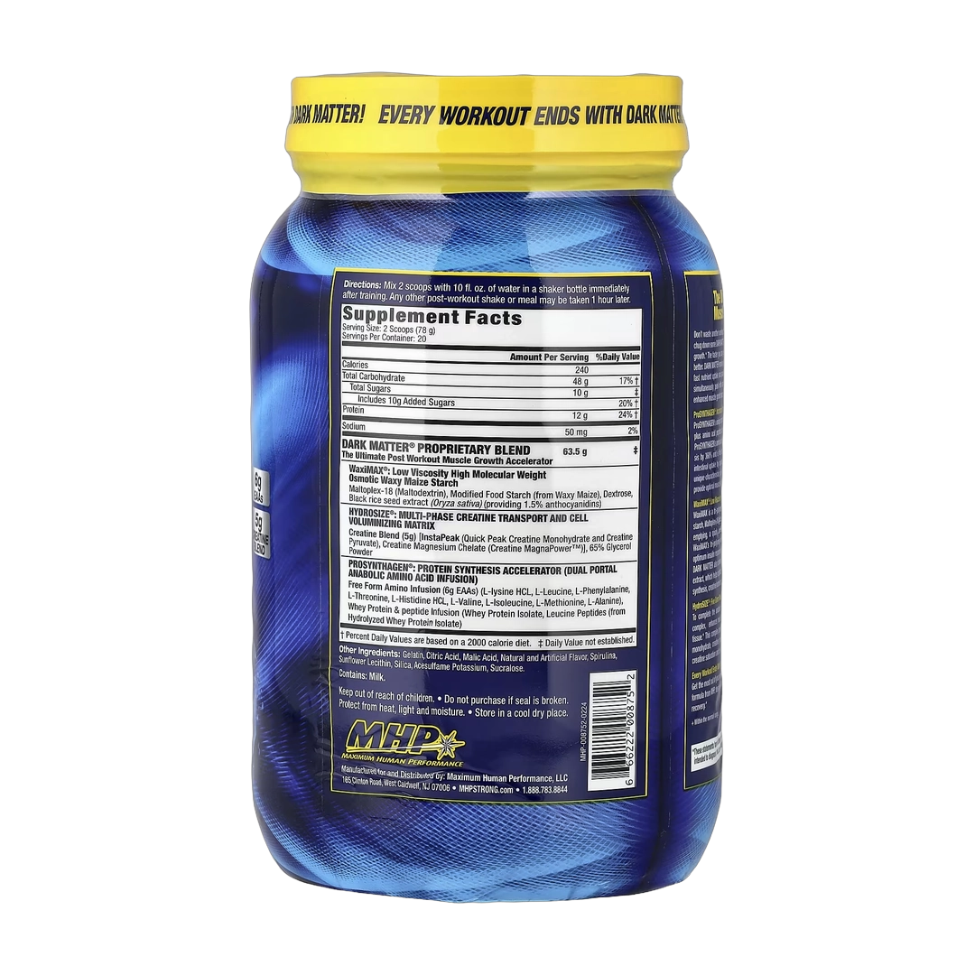 MHP, DARK MATTER®, Post-Workout Muscle Growth Accelerator, Blue Raspberry, 3.44 lbs (1,560 g)