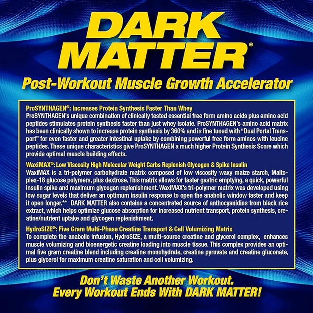 MHP, DARK MATTER®, Post-Workout Muscle Growth Accelerator, Blue Raspberry, 3.44 lbs (1,560 g)
