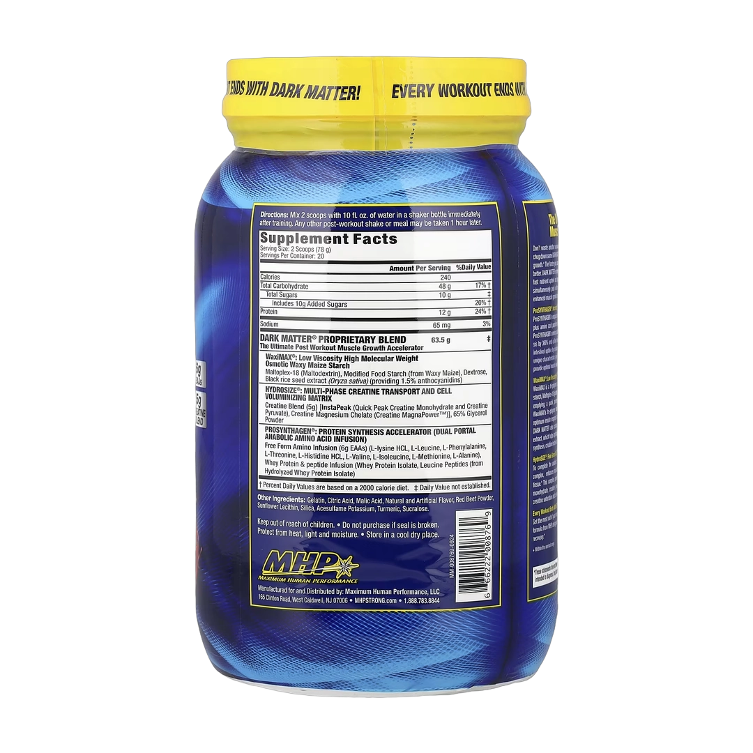 MHP, Dark Matter®, Post-Workout Muscle Growth Accelerator, Fruit Punch, 3.44 lbs (1,560 g)