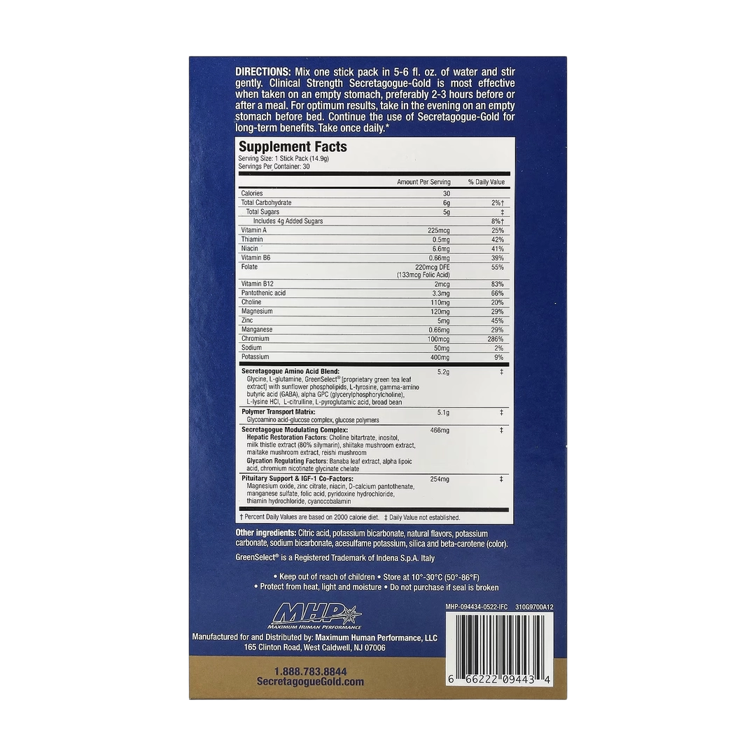 MHP, Secretagogue-Gold®, Orange, 30 Stick Packs, 0.53 oz