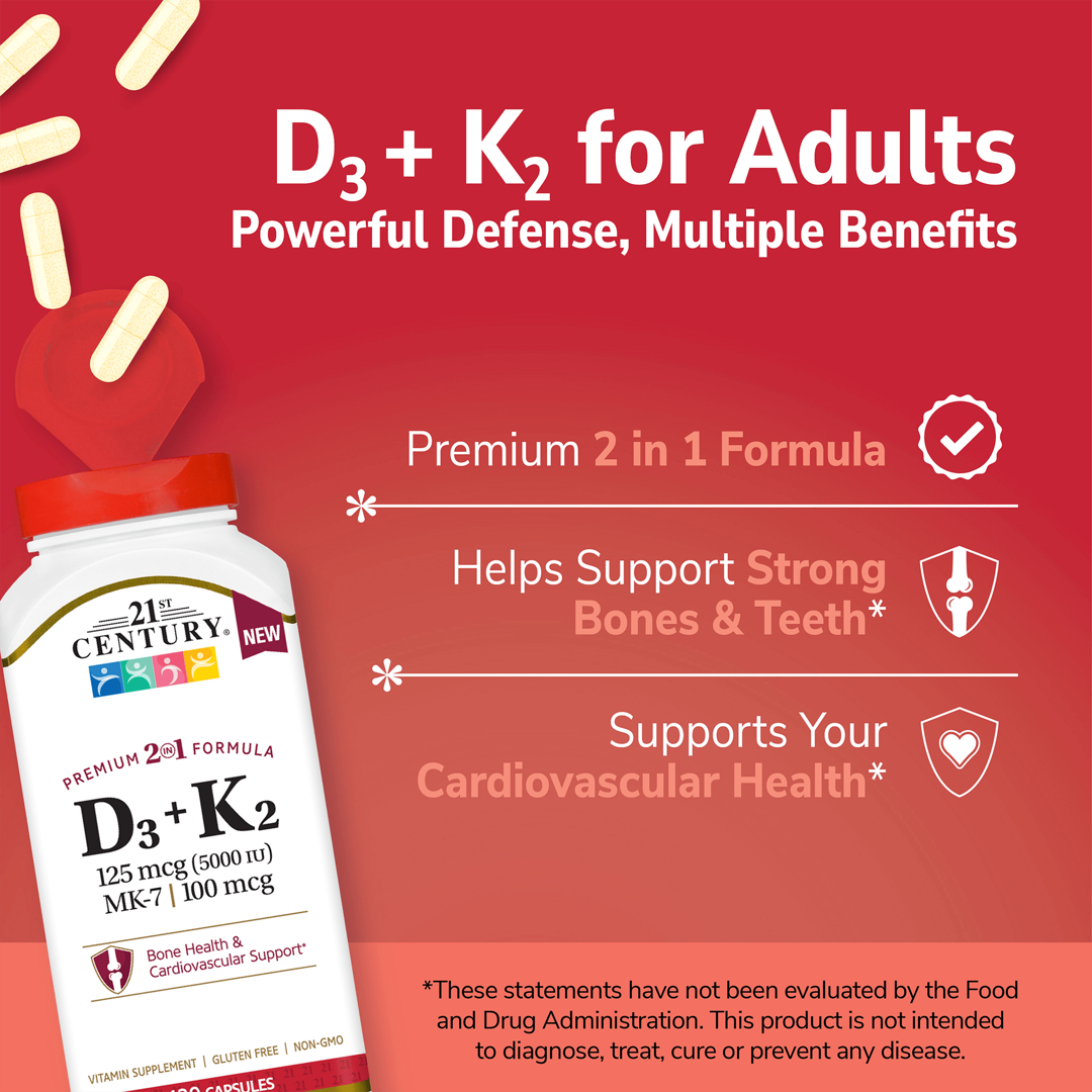 21st Century, D3 + K2, 120 Capsules lifestyle image