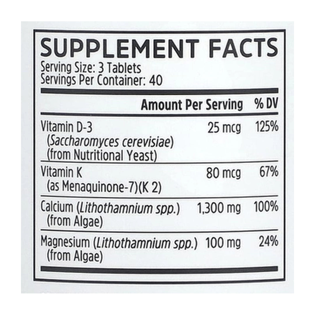Zhou Nutrition, Calcium Greens, 120 Tablets supplement facts label showing ingredients, vitamins, minerals, and serving information