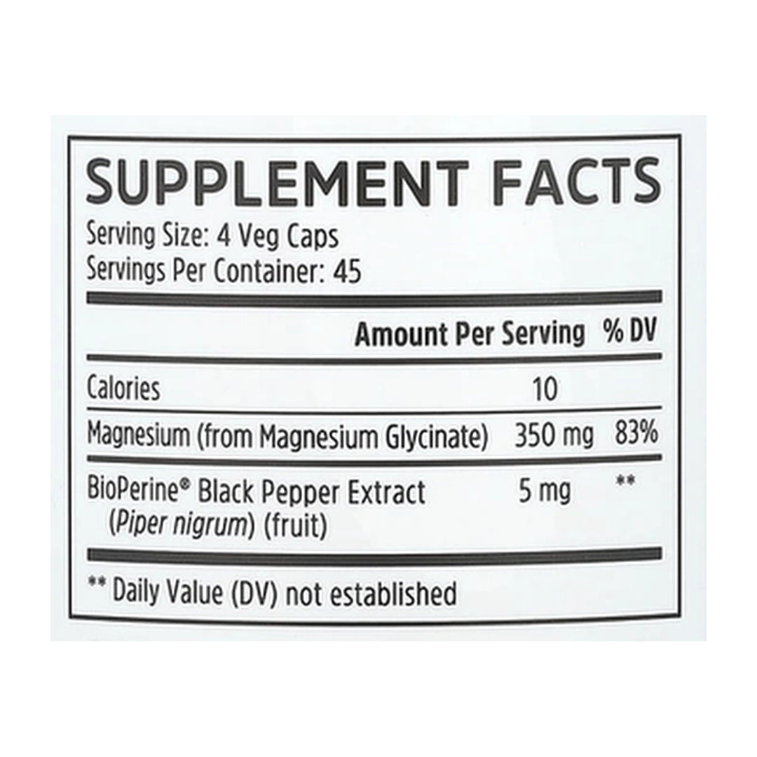 Zhou Nutrition, Mag Glycinate, 180 Capsules supplement facts label showing ingredients, vitamins, minerals, and serving information