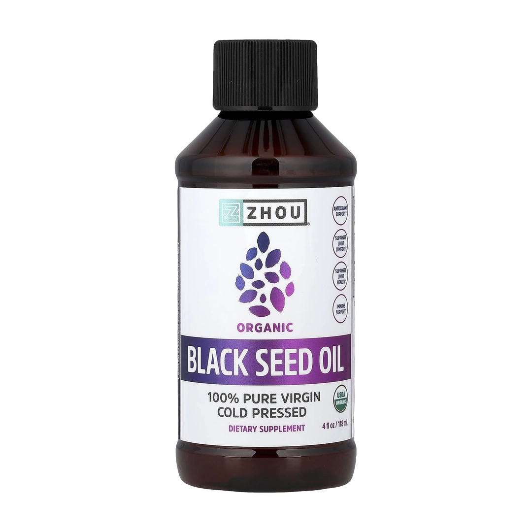Zhou Nutrition, Organic Black Seed Oil, 4 fl oz, 118 ml front packaging view