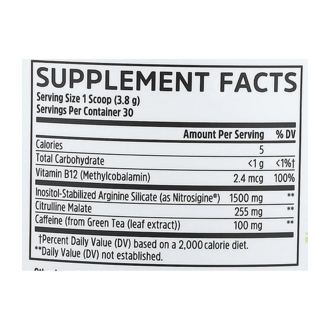 Zhou Nutrition, Lite Up Xtra™, Boosted Pre-Workout, Cherry Limeade, 4.02 oz (114 g) supplement facts label showing ingredients, vitamins, minerals, and serving information