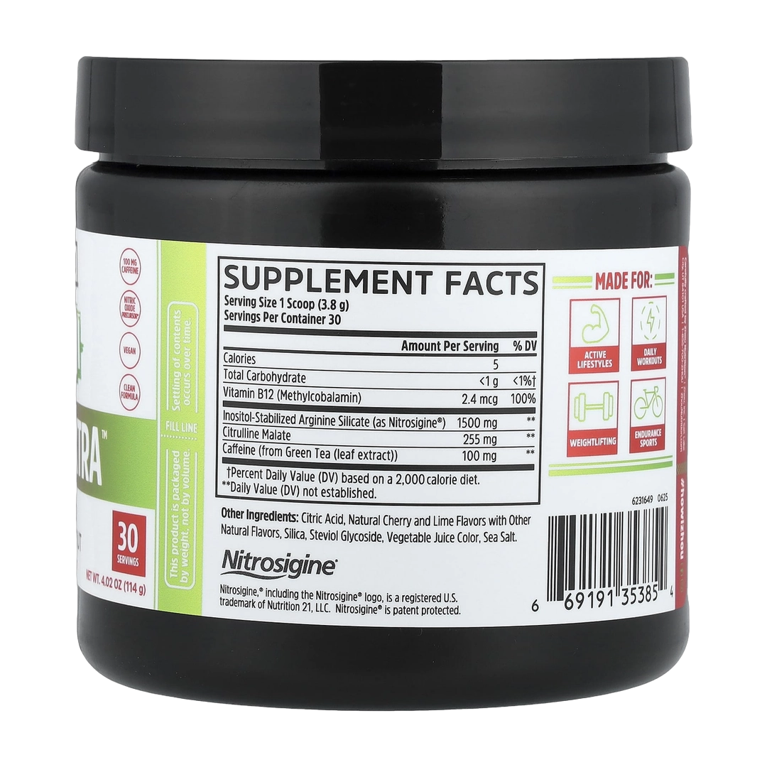 Zhou Nutrition, Lite Up Xtra, Boosted Pre-Workout, Cherry Limeade, 4.02 oz (114 g) back packaging view