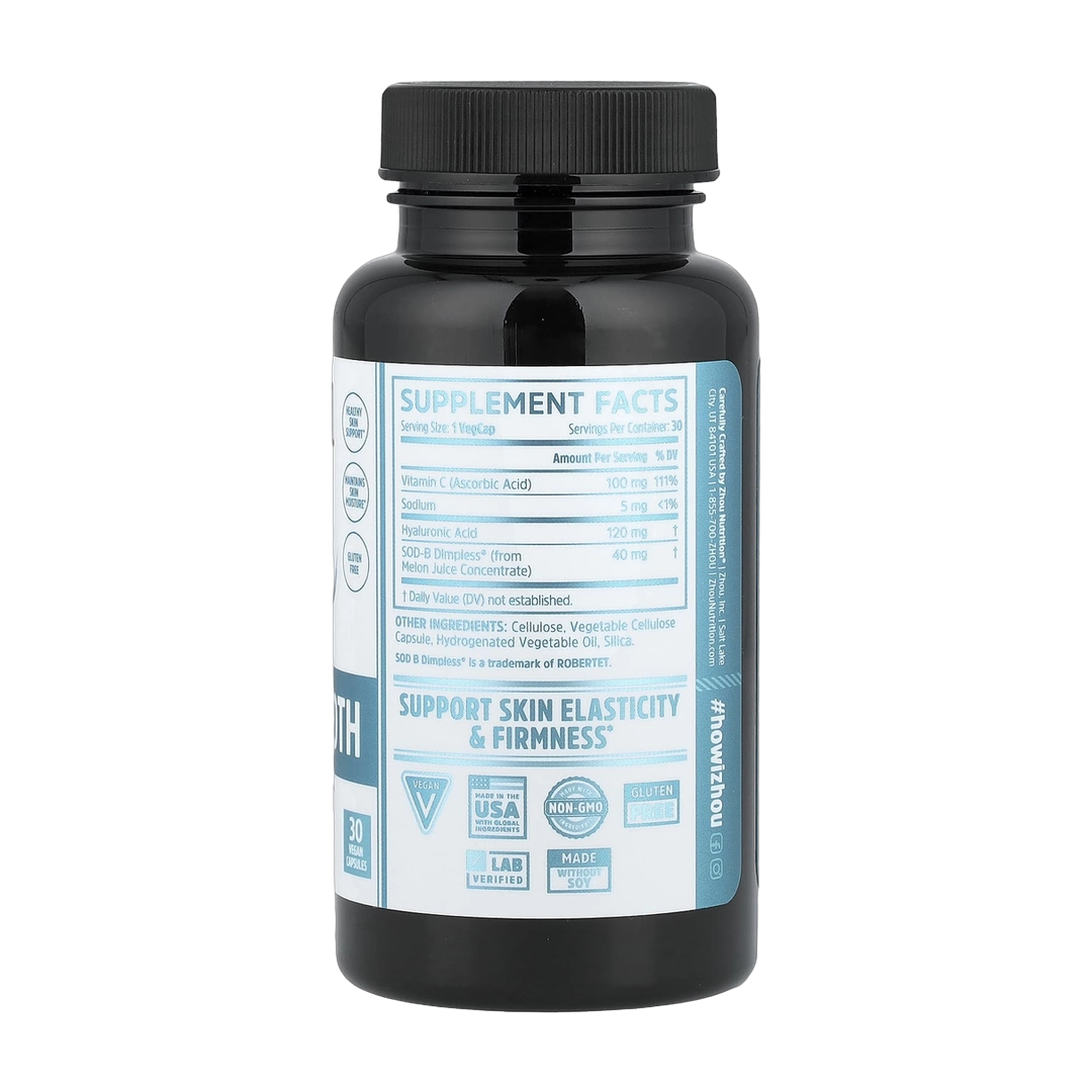 Zhou Nutrition, Body Smooth, 30 Vegan Capsules back packaging view