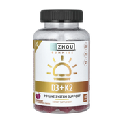 Zhou Nutrition, D3 + K2 Gummies, Strawberry, 60 Gummies front packaging view