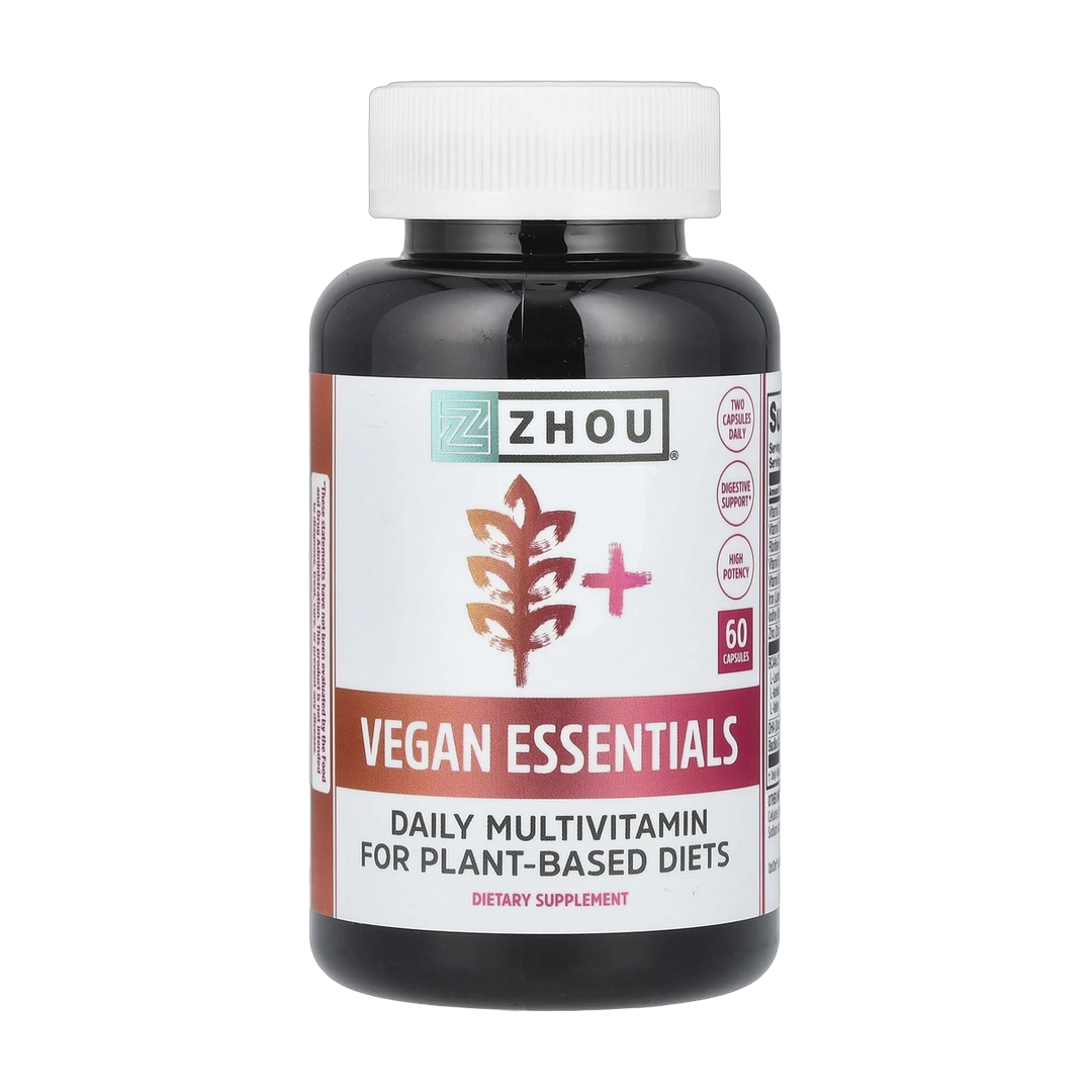 Zhou Nutrition, Vegan Essentials, 60 Capsules packaging side view