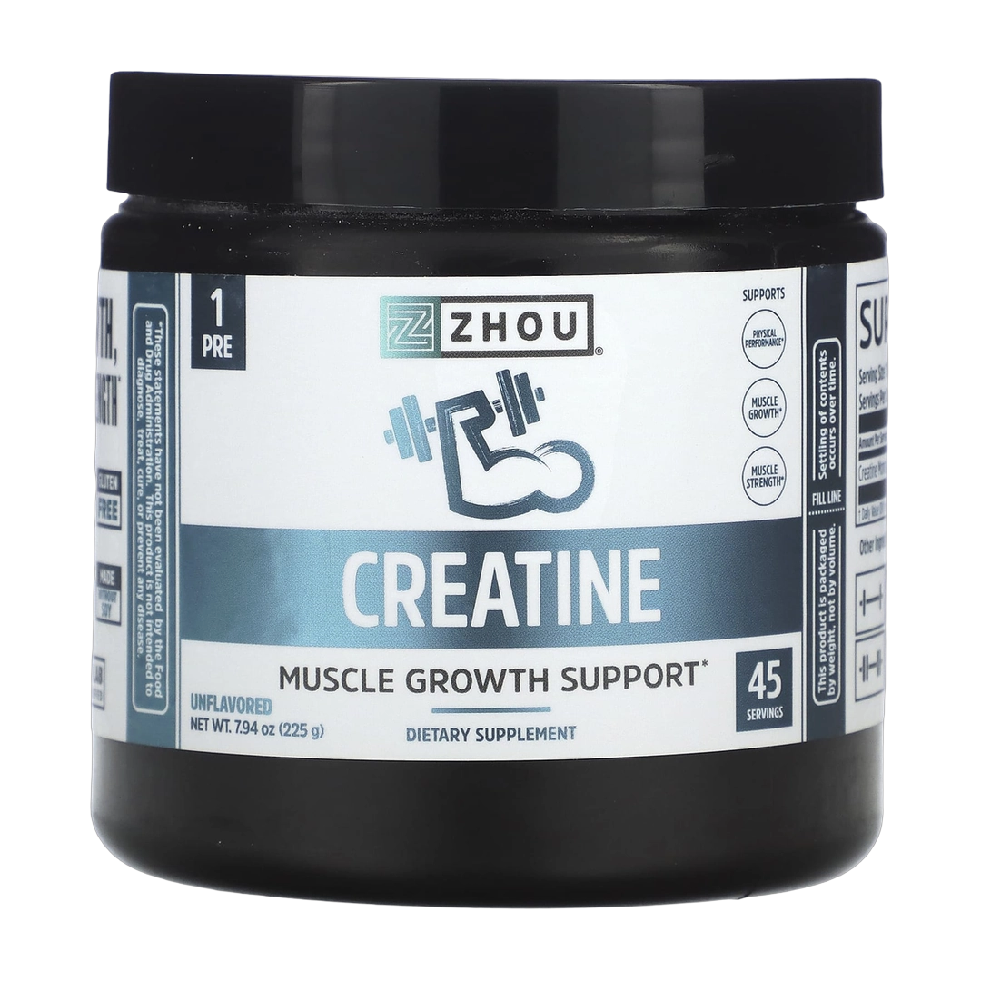 Zhou Nutrition, Creatine, Unflavored, 5 g, 7.94 oz (225 g) front packaging view