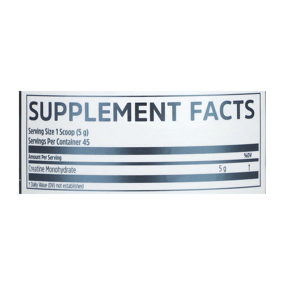 Zhou Nutrition, Creatine, Unflavored, 5 g, 7.94 oz (225 g) supplement facts label showing ingredients, vitamins, minerals, and serving information