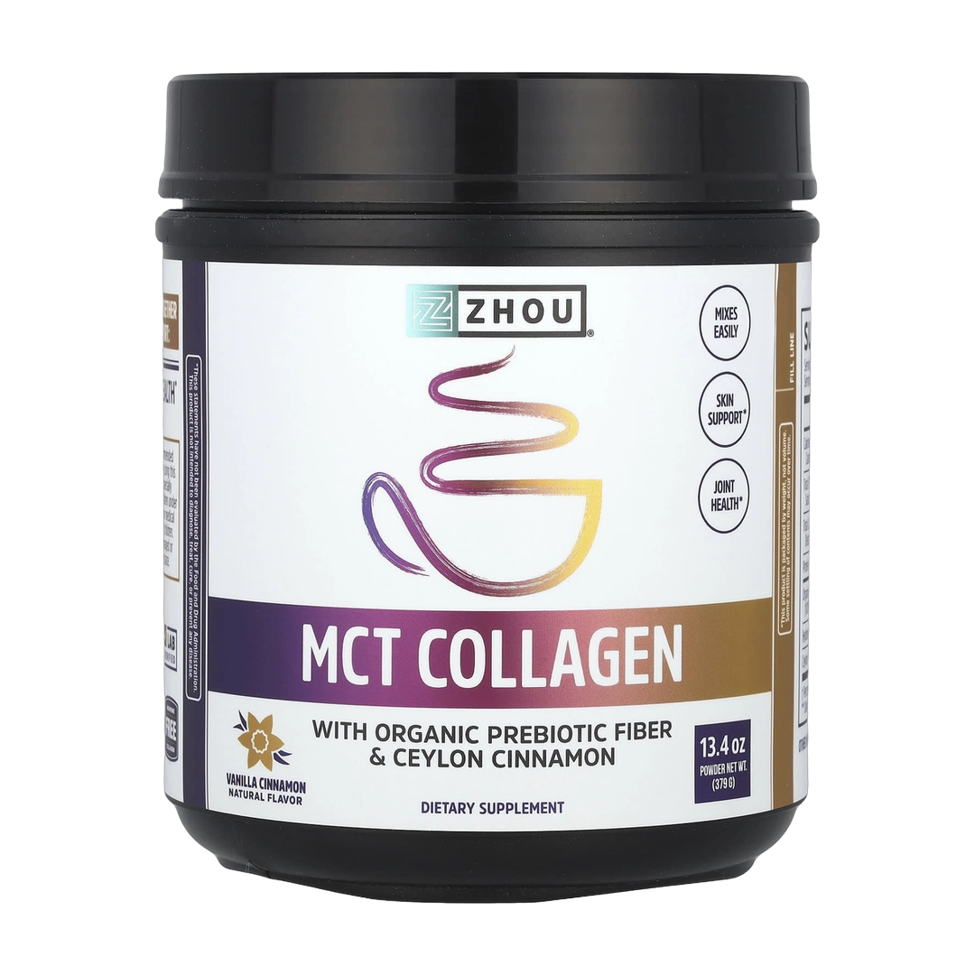 Zhou Nutrition, MCT Collagen, Vanilla Cinnamon, 13.4 oz (379 g) front packaging view