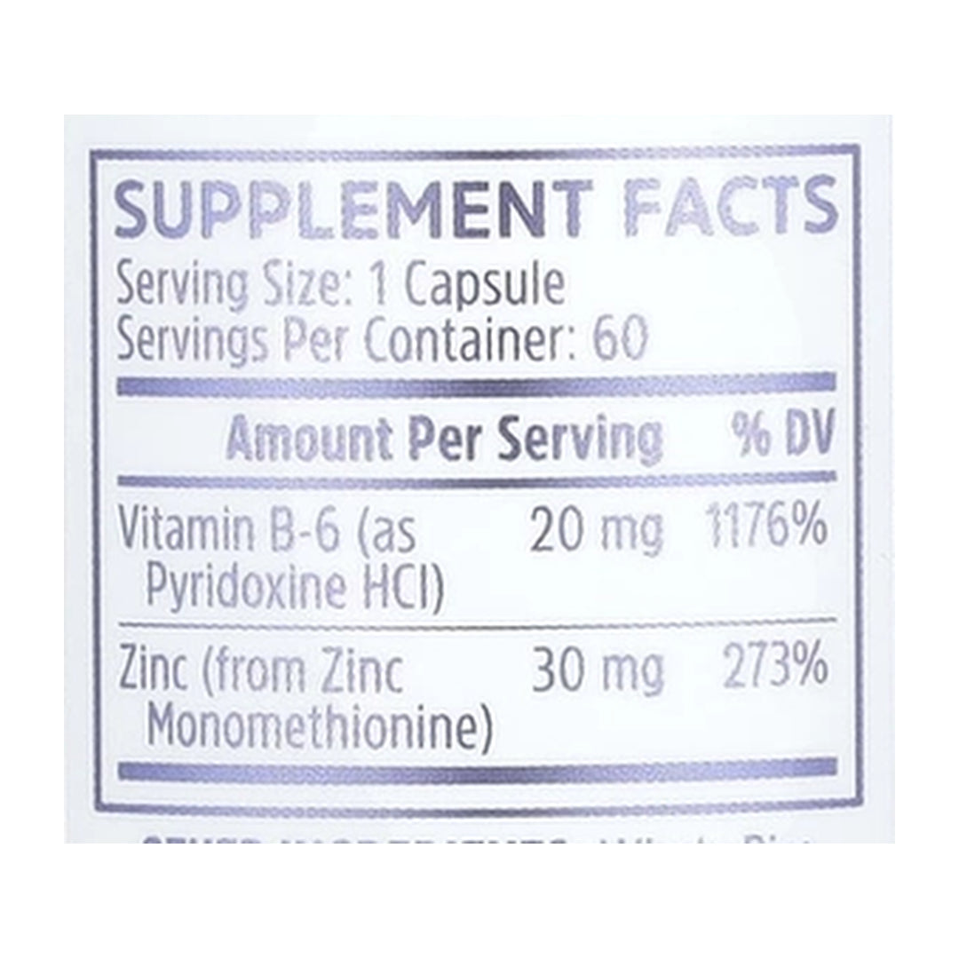 Zhou Nutrition, Zinc Defender, 60 Capsules supplement facts label showing ingredients, vitamins, minerals, and serving information
