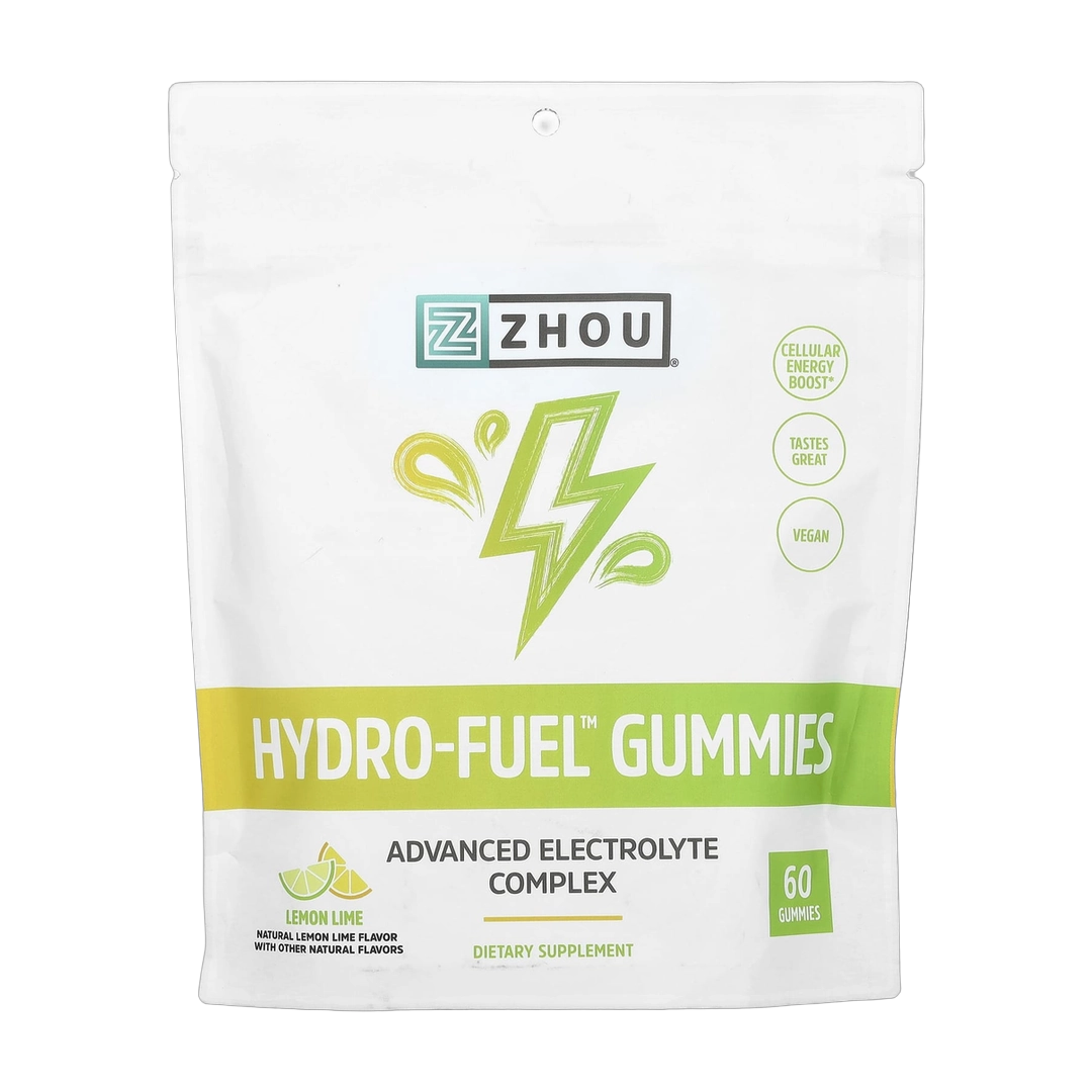 Zhou Nutrition, Hydro-Fuel Gummies, Lemon Lime, 60 Gummies front packaging view