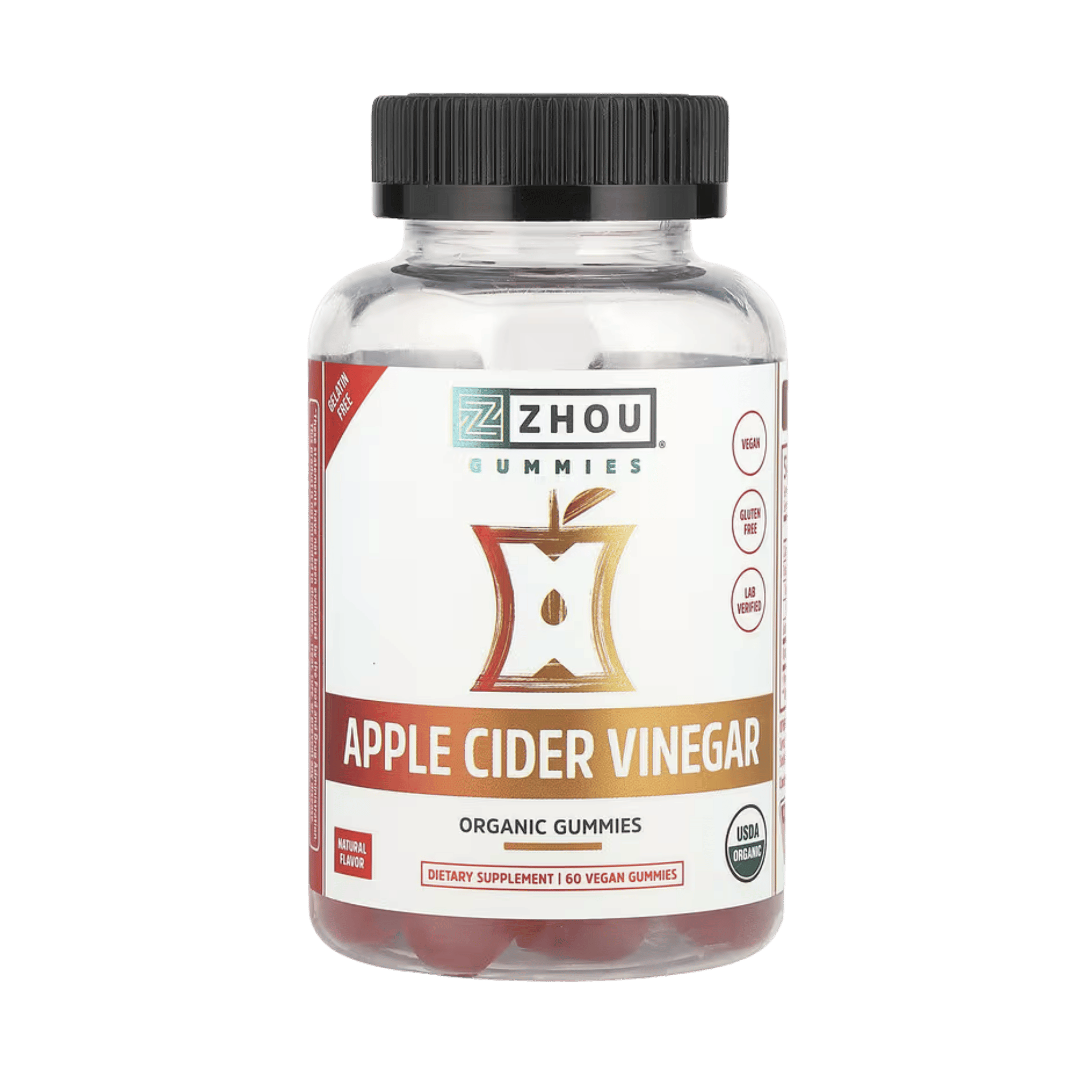 Zhou Nutrition, Organic Apple Cider Vinegar Gummies, 60 Vegan Gummies front packaging view