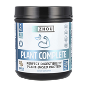 Zhou Nutrition, Plant Complete, Perfect Digestibility Plant-Based Protein, Vanilla, 19 oz (544 g) front packaging view