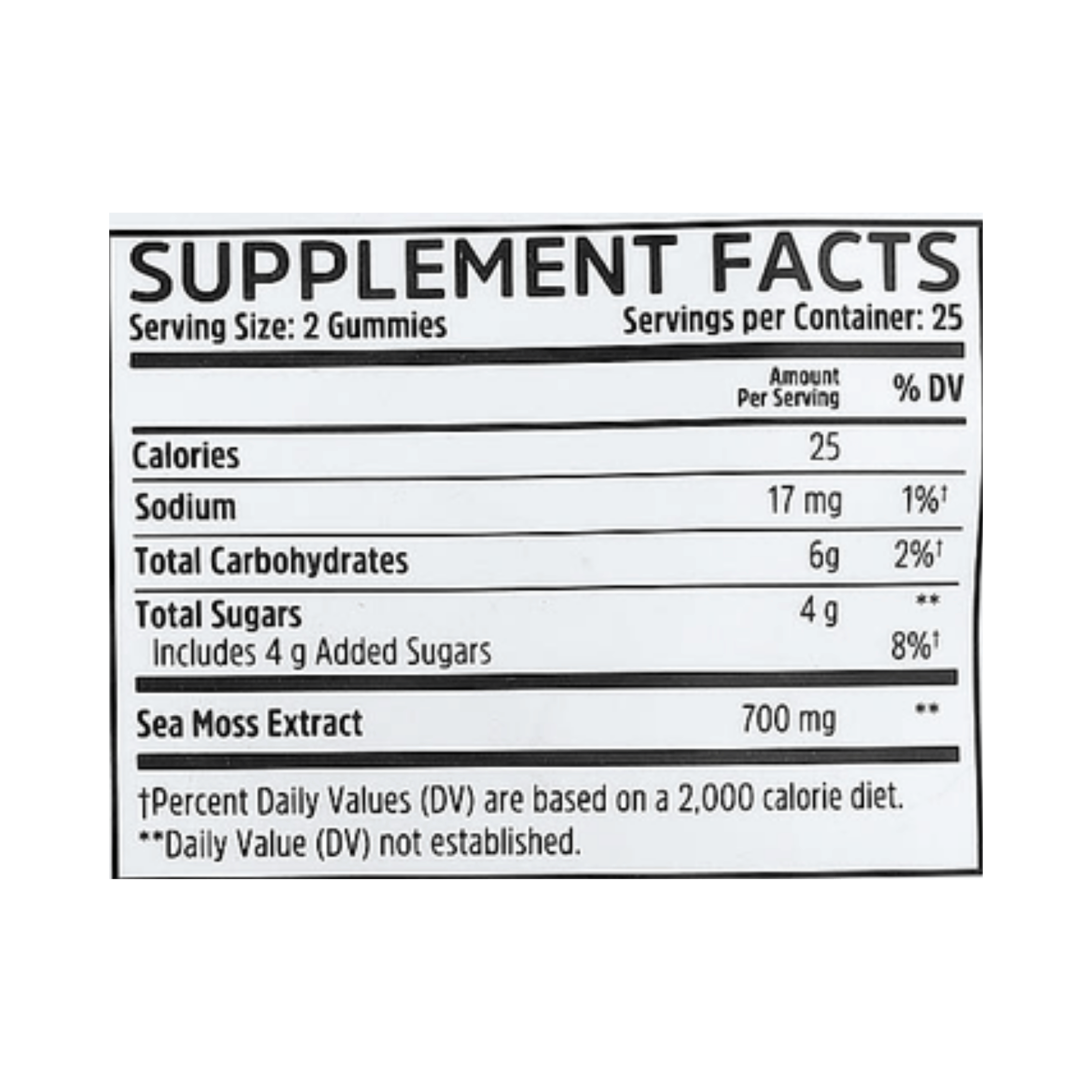 Zhou Nutrition, Irish Sea Moss Gummies, Green Apple, 50 Gummies supplement facts label showing ingredients, vitamins, minerals, and serving information
