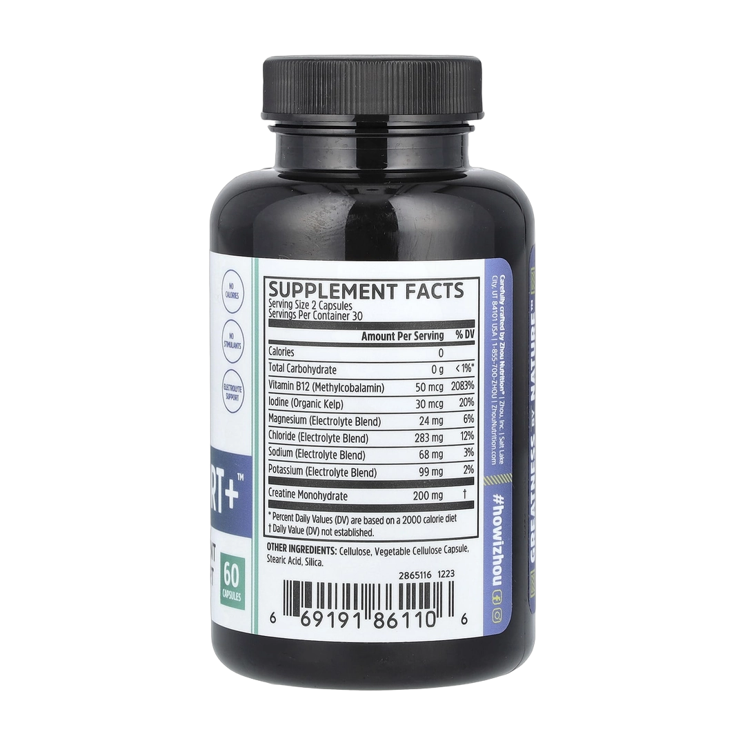 Zhou Nutrition, Fast Support+, 60 Capsules back packaging view
