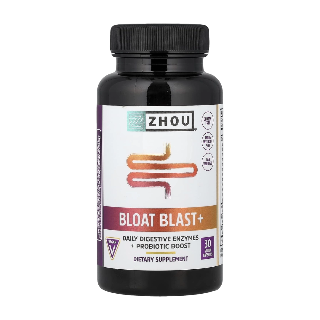 Zhou Nutrition, Bloat Blast+, 30 Vegan Capsules front packaging view