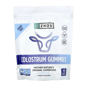 Zhou Nutrition, Colostrum Gummies, Natural Peach , 60 Gummies front packaging view