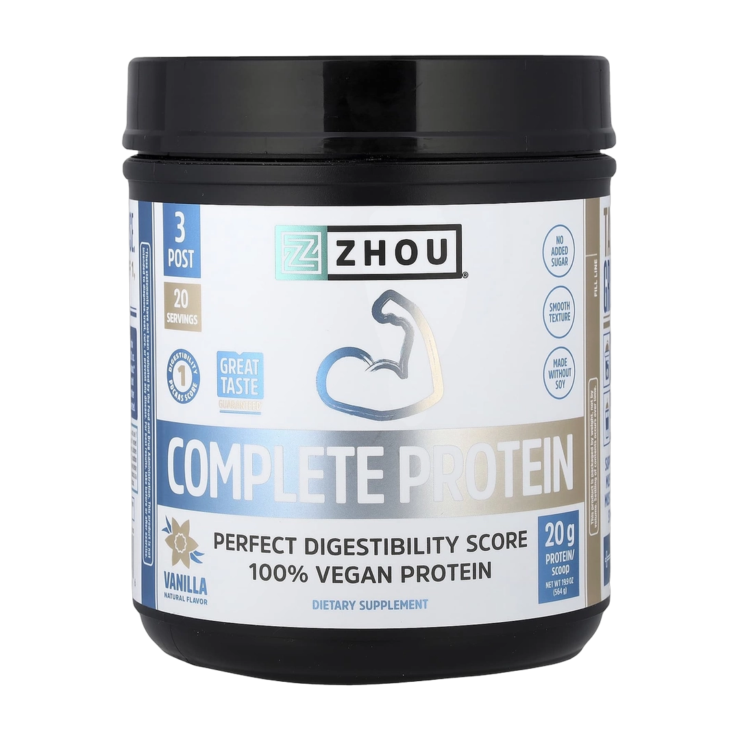 Zhou Nutrition, Complete Protein, Vanilla, 19.9 oz (564 g) front packaging view